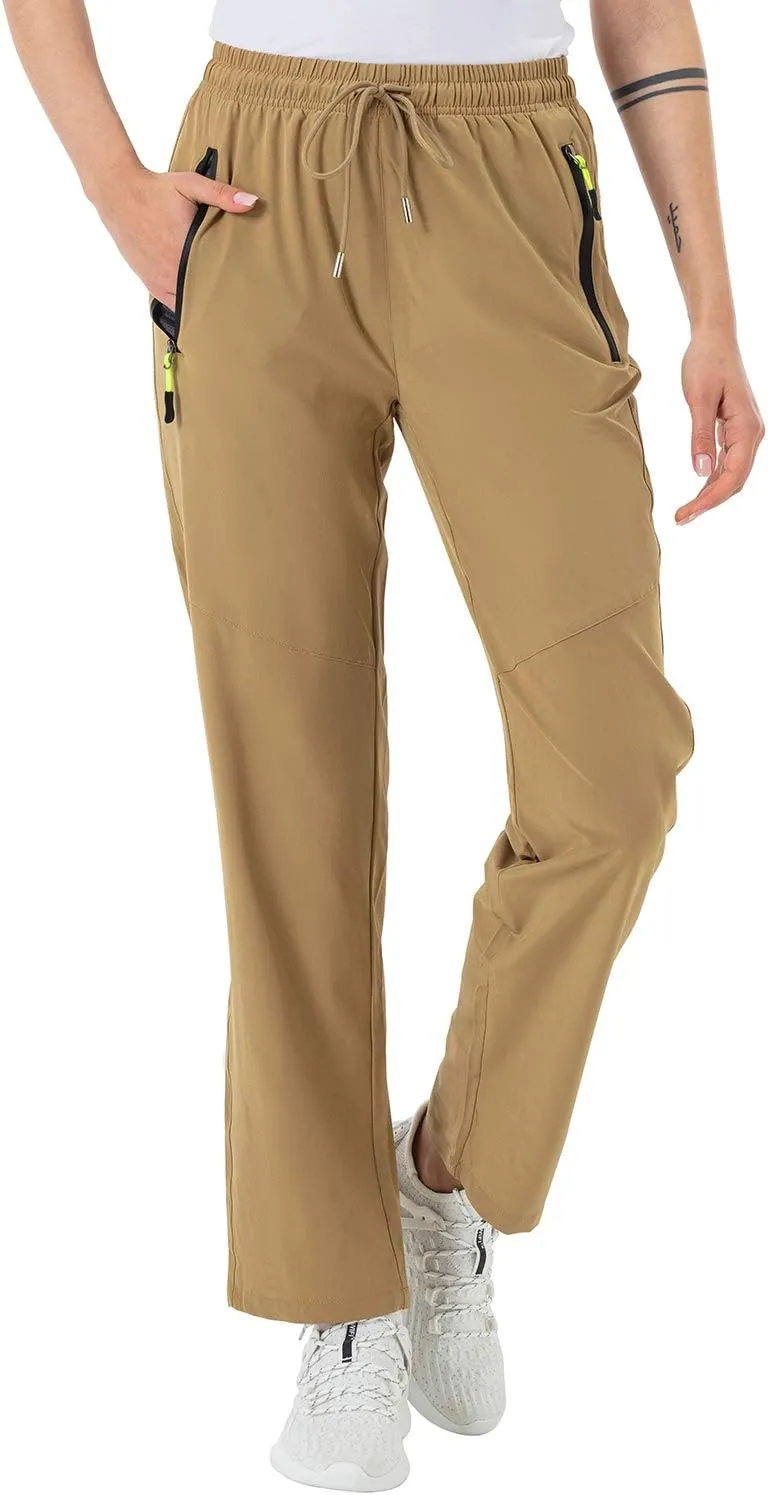 BGOWATU Women's Hiking Cargo Pants Quick Dry Lightweight Water Resistant Joggers Pants Zipper Pockets