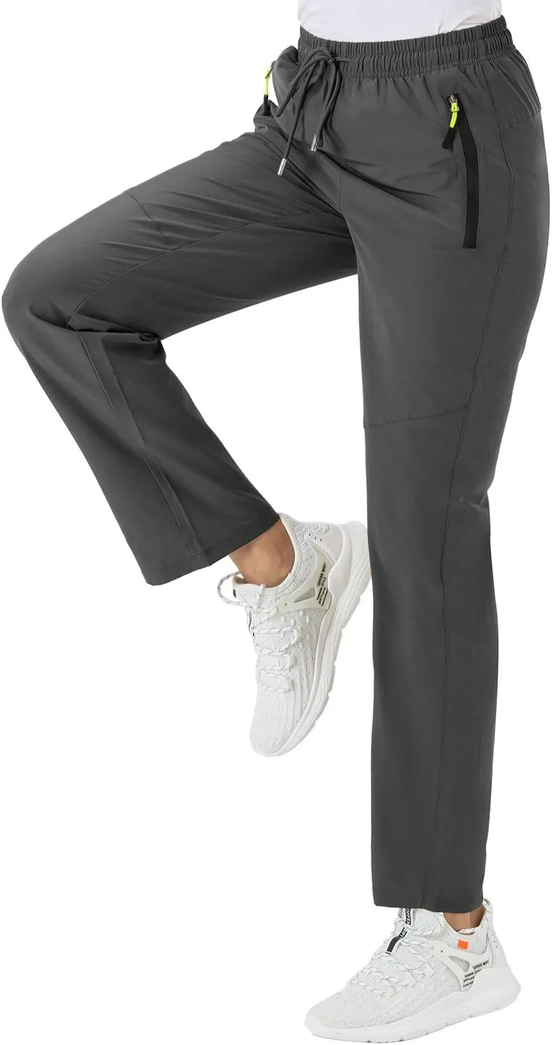 BGOWATU Women's Hiking Cargo Pants Quick Dry Lightweight Water Resistant Joggers Pants Zipper Pockets
