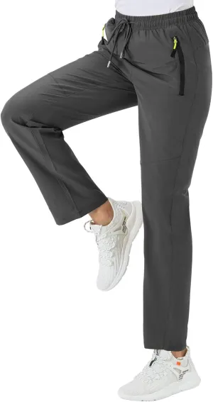BGOWATU Women's Hiking Cargo Pants Quick Dry Lightweight Water Resistant Joggers Pants Zipper Pockets