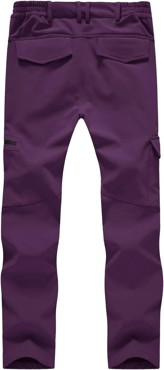 BGOWATU Women's Winter Hiking Pants Fleece Lined Waterproof Windproof Snow Insulated Pants with 6 Pockets
