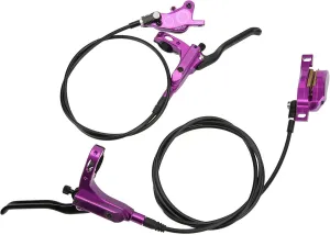 Bike 4 Pistons At the Front Rear Hydraulic Disc Brake Brake Bike CNC Bilateral Oil for Climbing and Offroad Adventure (Purple)