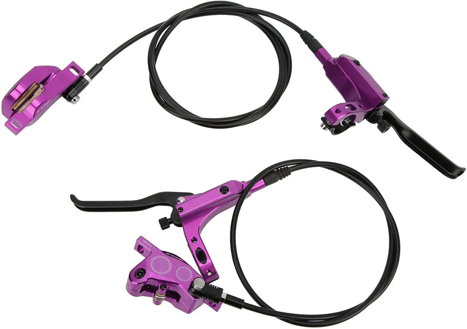 Bike 4 Pistons At the Front Rear Hydraulic Disc Brake Brake Bike CNC Bilateral Oil for Climbing and Offroad Adventure (Purple)