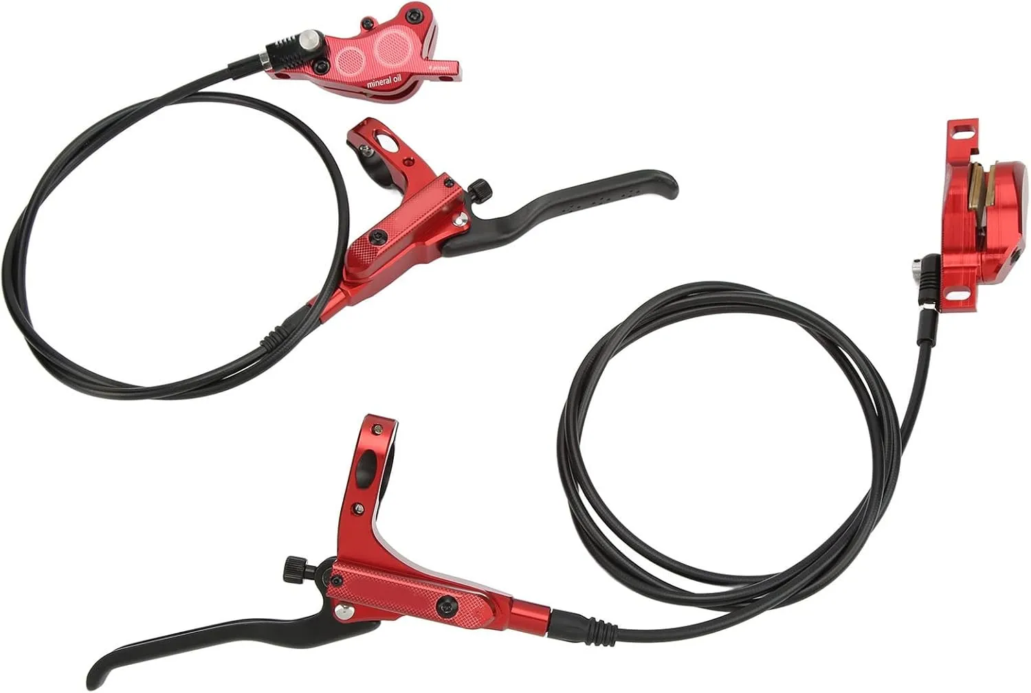 Bilateral Hydraulic Disc Brake, 4 Piston Front Rear Mountain Bike Oil Brake Set, for Climbing, Off Road, Jungle Trail, Urban Riding