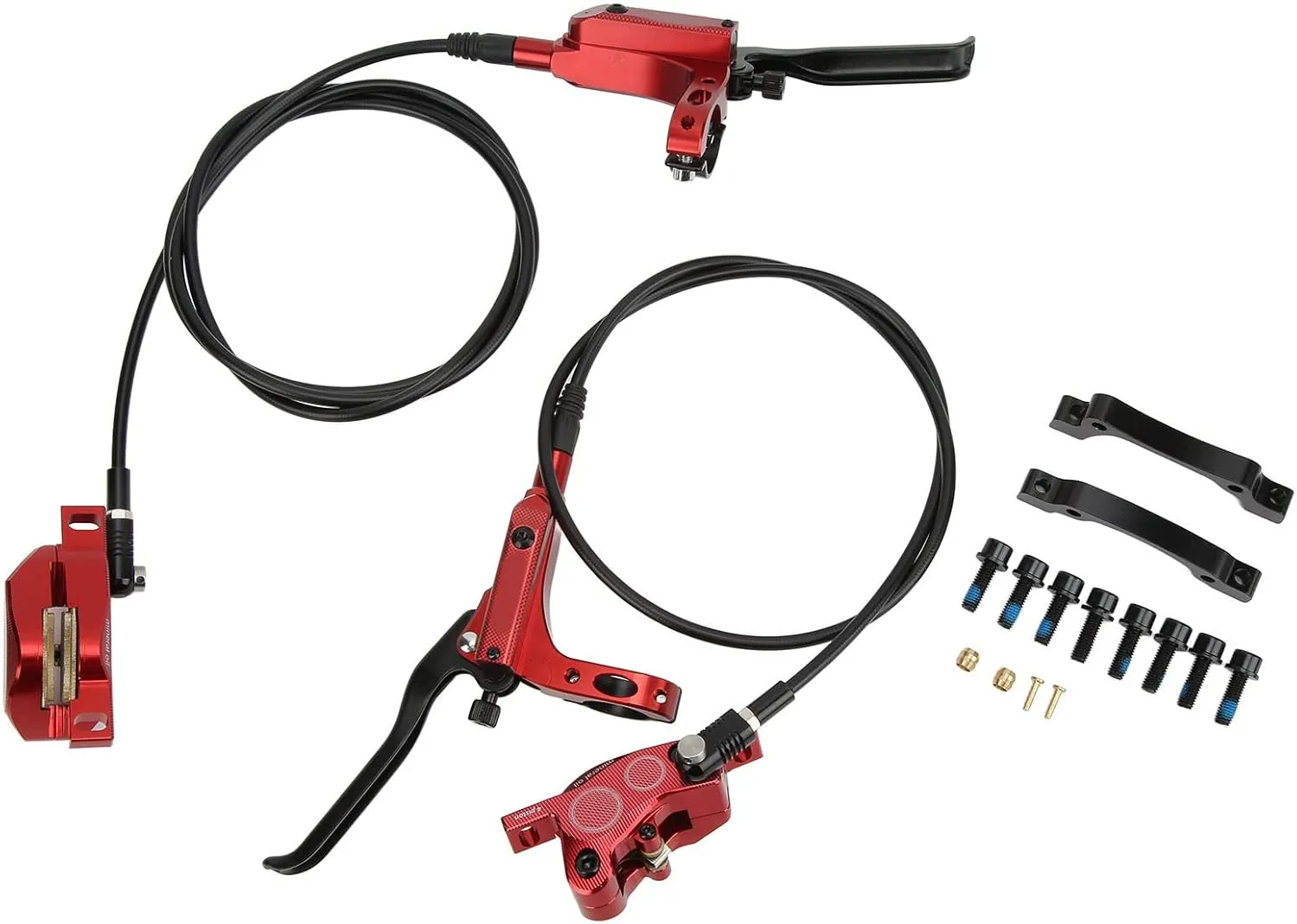 Bilateral Hydraulic Disc Brake, 4 Piston Front Rear Mountain Bike Oil Brake Set, for Climbing, Off Road, Jungle Trail, Urban Riding