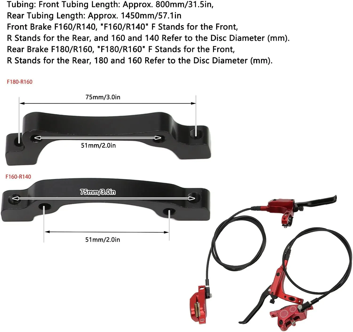 Bilateral Hydraulic Disc Brake, 4 Piston Front Rear Mountain Bike Oil Brake Set, for Climbing, Off Road, Jungle Trail, Urban Riding
