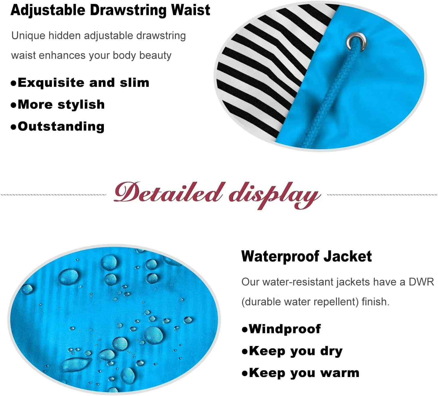 Bloggerlove Rain Jacket Women Lightweight Raincoat Waterproof Windbreaker Striped Climbing Outdoor Hooded Trench Coats S-XXL