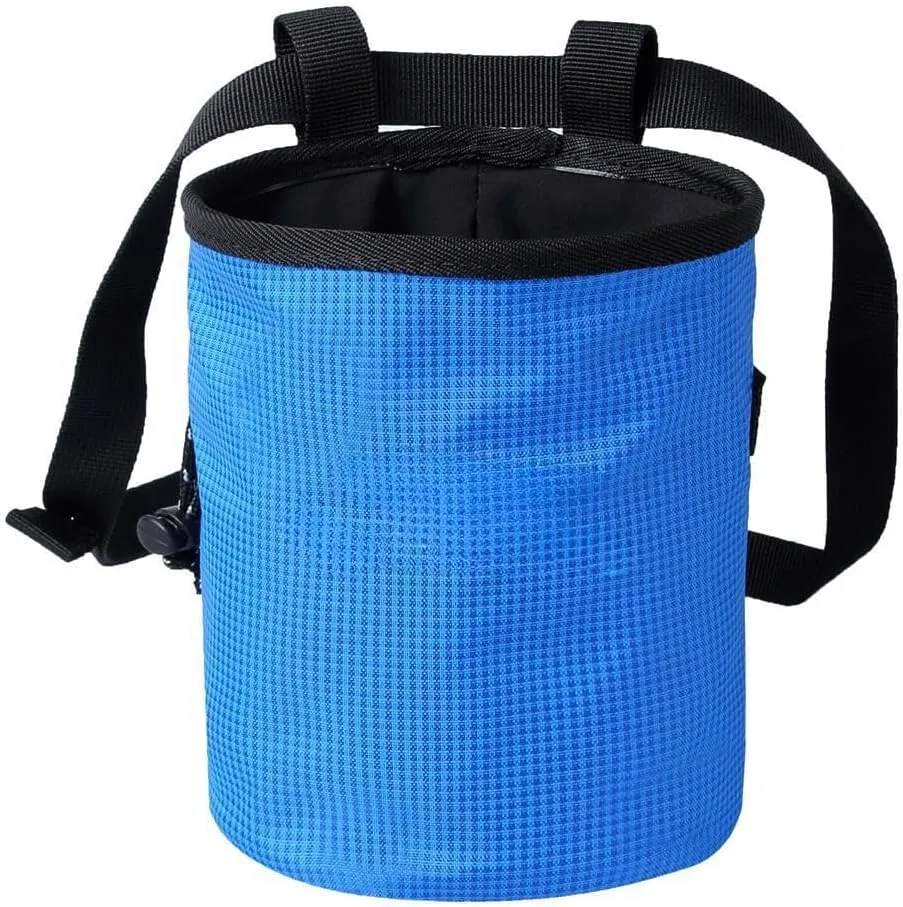 Blue Large Portable Climbing Outdoor Chalk Bag with Adjustable Belt Suitable for Outdoor Climbing and Sports