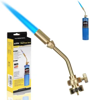 BLUEFIRE Solid Brass Jumbo Pencil Flame Gas Welding Torch Head Nozzle Upgraded Full Metal Version Fuel by MAPP MAP Pro Propane CGA600 Cylinder Bottle (Torch Only)