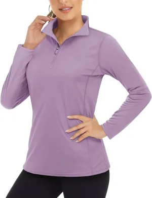 Boladeci Women's 1/4 Zip UPF 50  Sun Shirts Long Sleeve Golf Shirts UV Protection Lightweight Swim Athletic Tops Quick Dry