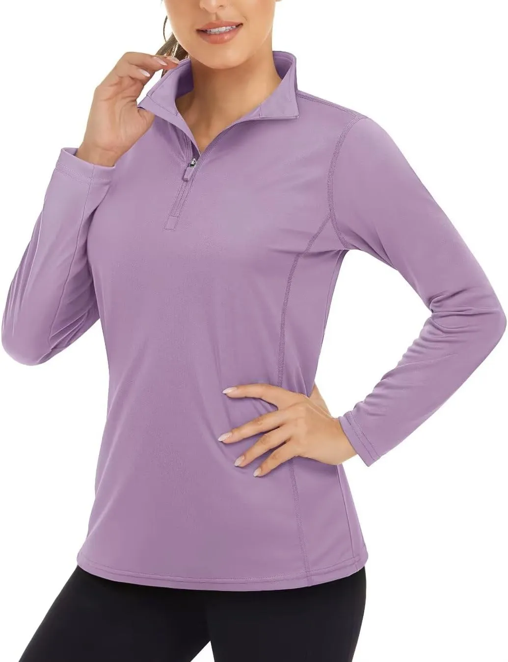 Boladeci Women's 1/4 Zip UPF 50  Sun Shirts Long Sleeve Golf Shirts UV Protection Lightweight Swim Athletic Tops Quick Dry