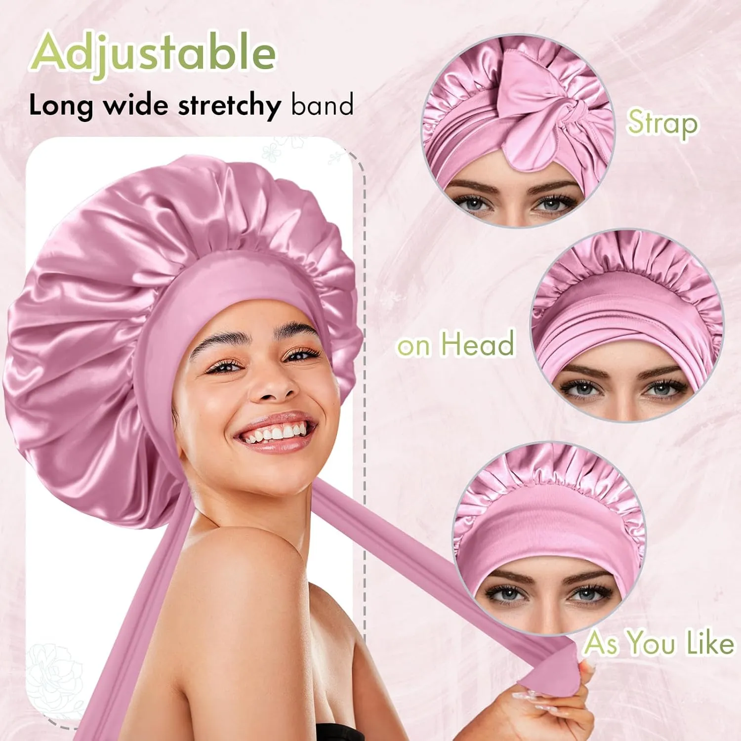 Bonnet Queen Silk Bonnet for Sleeping Satin Bonnet Hair Bonnet for Braids With Tie Band Night Satin Hair Wrap For Women Curly Hair