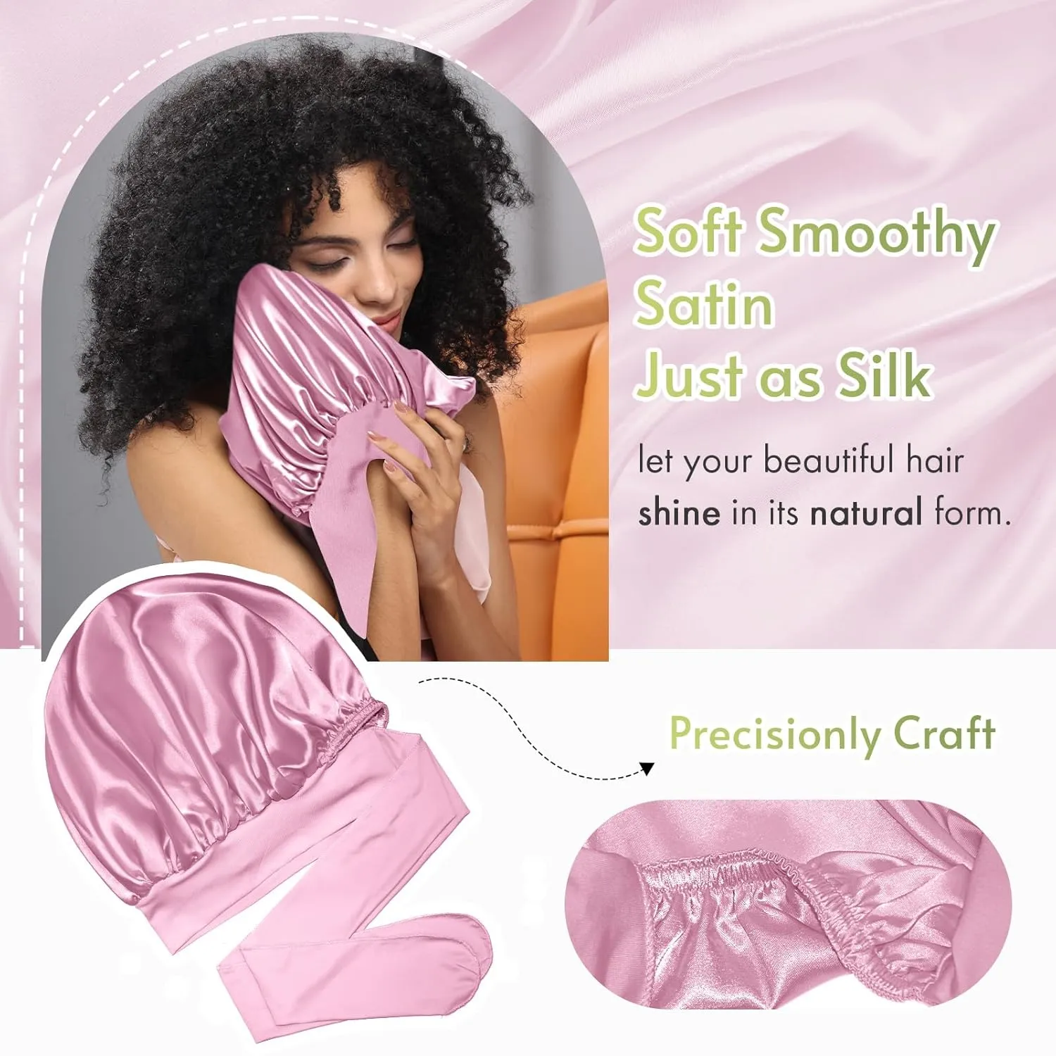 Bonnet Queen Silk Bonnet for Sleeping Satin Bonnet Hair Bonnet for Braids With Tie Band Night Satin Hair Wrap For Women Curly Hair