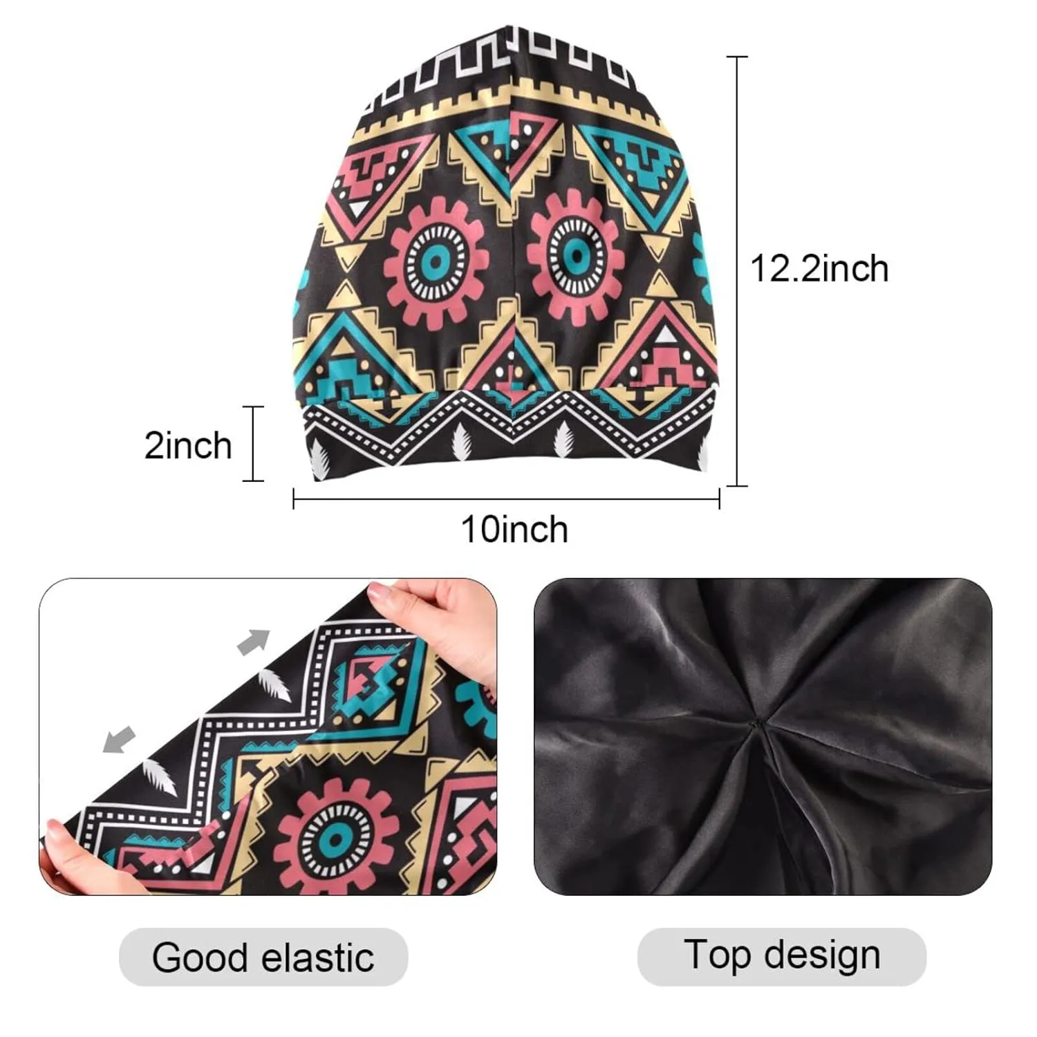 Bonnet Sleep Cap Hair Wrap Cover for Sleeping Satin Lined Head Wrap Nurse Cap Night Cap Slouchy Beanie for Men Women Ethnic African Style