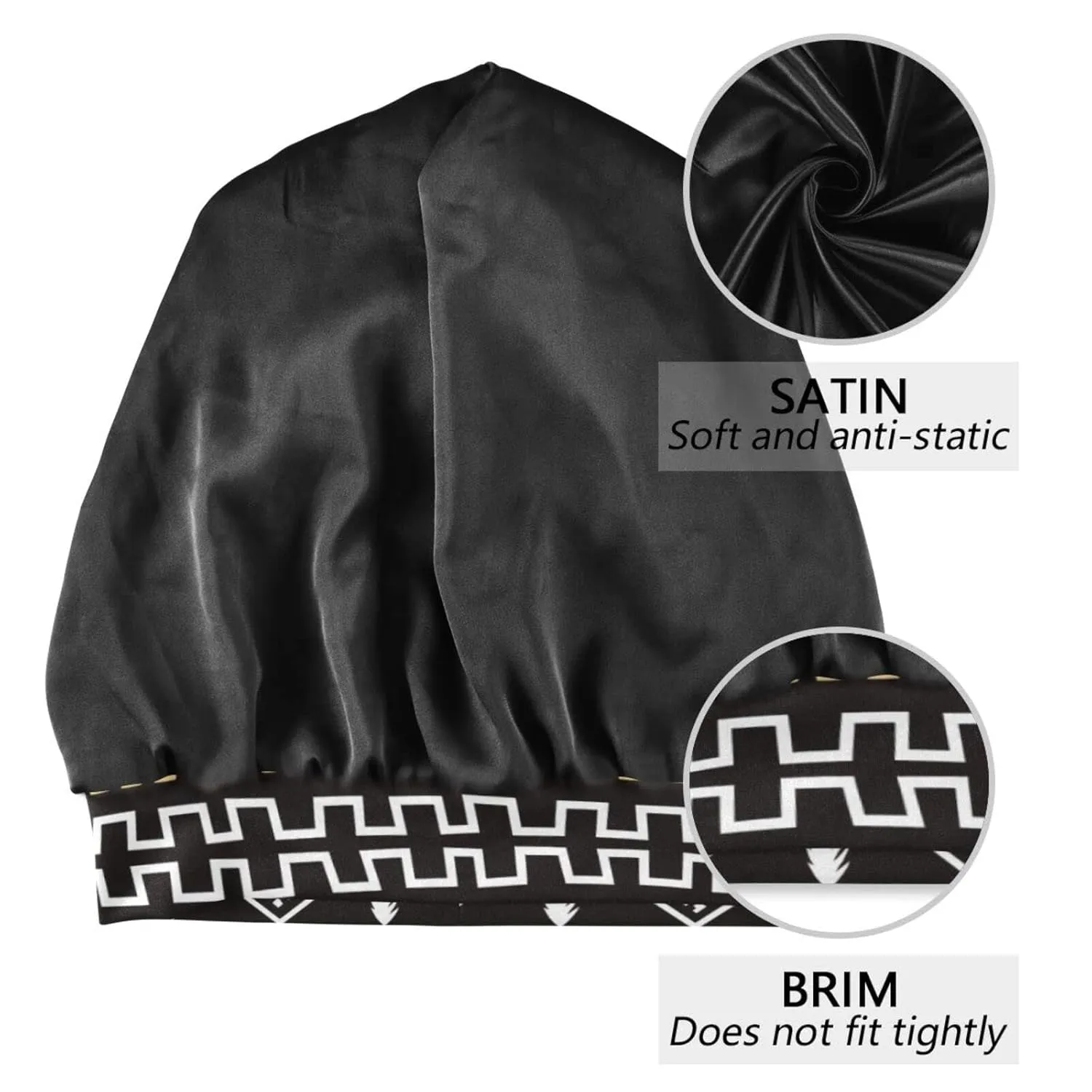 Bonnet Sleep Cap Hair Wrap Cover for Sleeping Satin Lined Head Wrap Nurse Cap Night Cap Slouchy Beanie for Men Women Ethnic African Style
