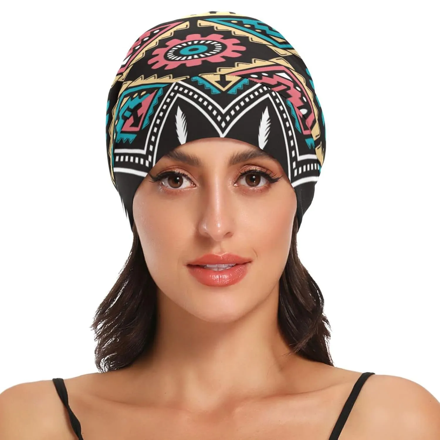 Bonnet Sleep Cap Hair Wrap Cover for Sleeping Satin Lined Head Wrap Nurse Cap Night Cap Slouchy Beanie for Men Women Ethnic African Style