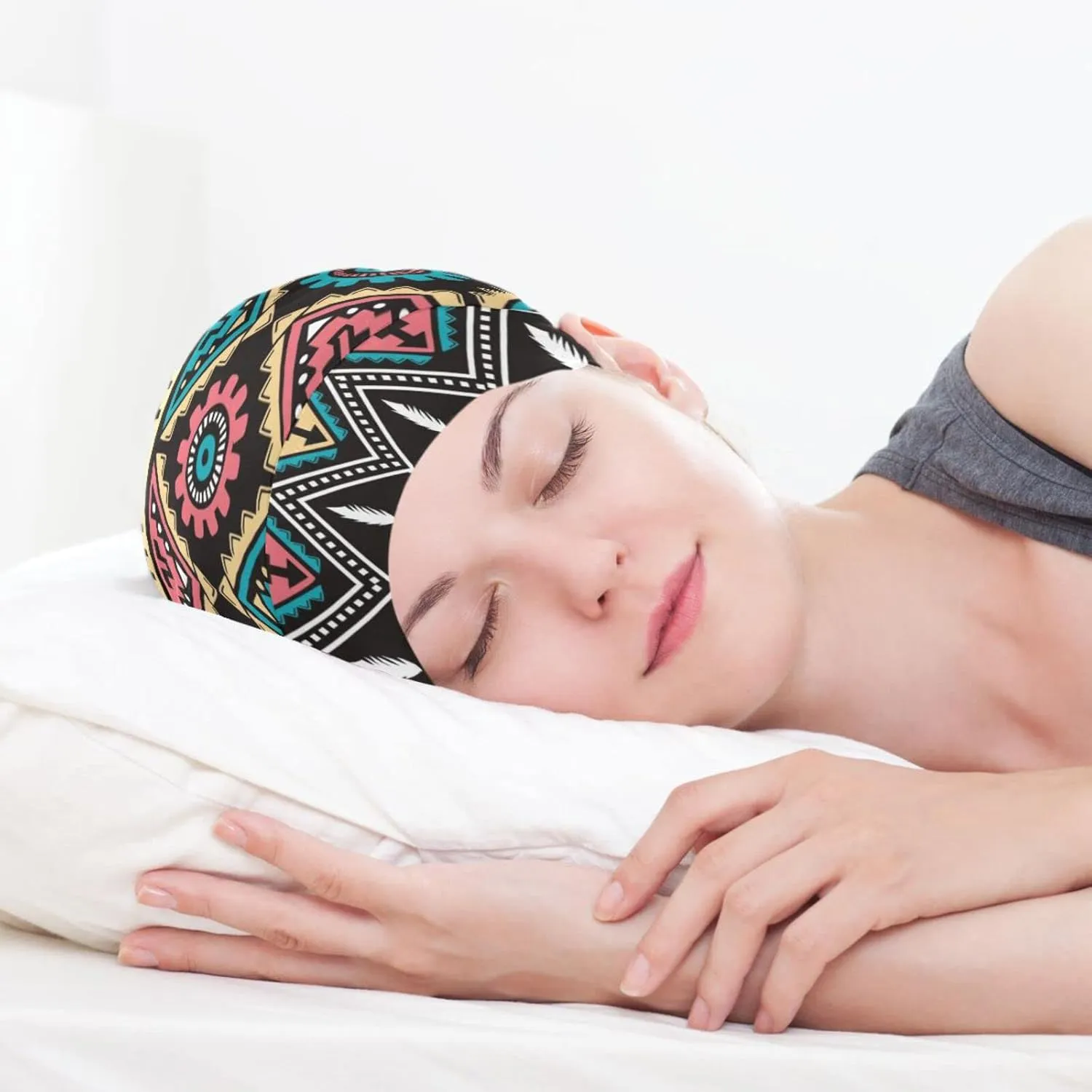 Bonnet Sleep Cap Hair Wrap Cover for Sleeping Satin Lined Head Wrap Nurse Cap Night Cap Slouchy Beanie for Men Women Ethnic African Style