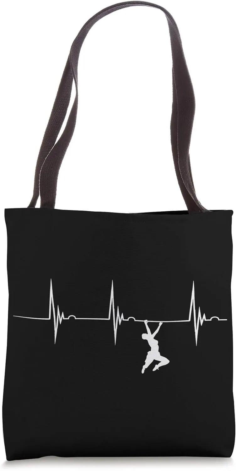 Boulder Heartbeat EKG Pulse Bouldering Rock Climber Alpinism Tote Bag