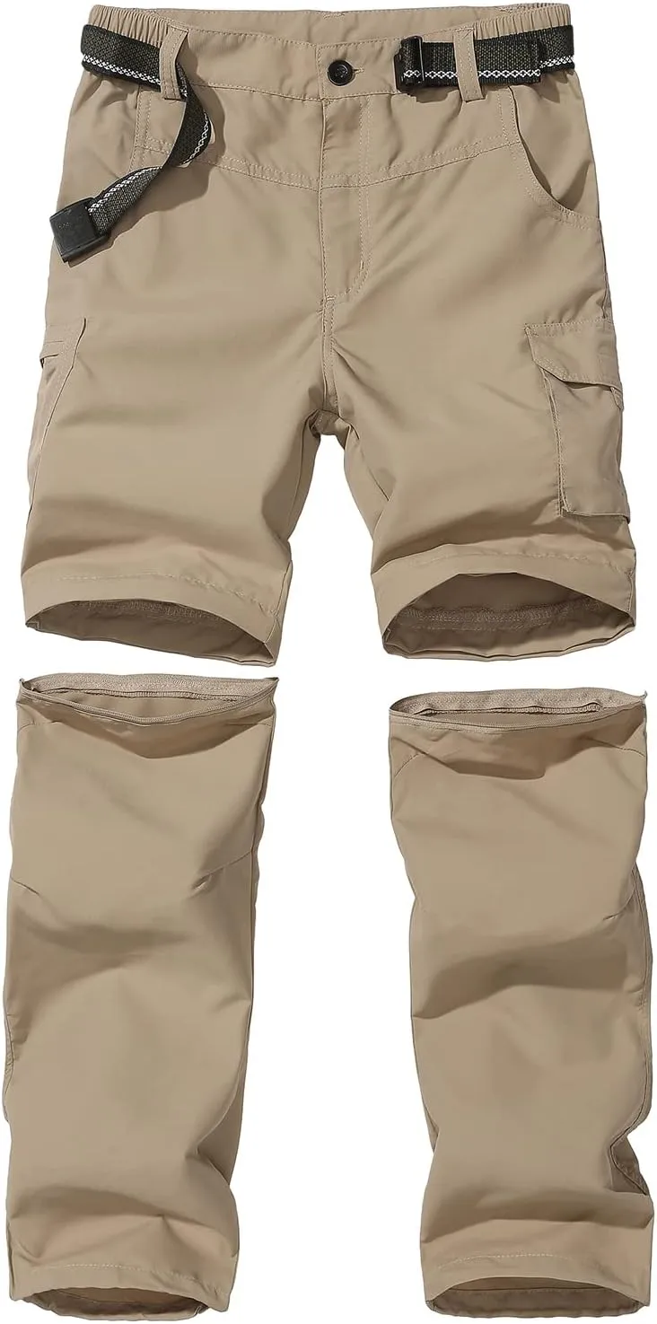 Boy’s Convertible Hiking Pants Lightweight Quick Dry Zip Off Pants for Kids Youth Outdoor UPF 50  Casual Cargo Trousers
