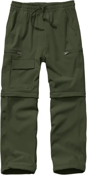 Boys Kids Hiking Cargo Pants, Youth Outdoor Quick Dry UPF 50 Lightweight Waterproof Climbing Caming Safari Convertible Pants