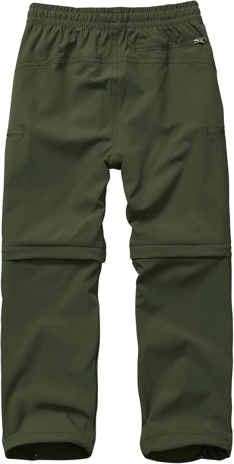 Boys Kids Hiking Cargo Pants, Youth Outdoor Quick Dry UPF 50 Lightweight Waterproof Climbing Caming Safari Convertible Pants