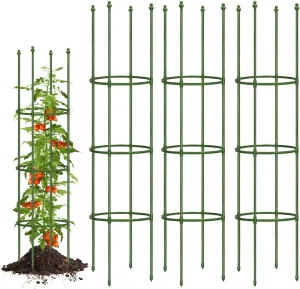 Breeze Touch 3 Pack Tomato Support Cages, Up to 59 Inch Adjustable Tomato Trellis for Garden & Pots, Small Plant Cages, Plant Support for Climbing Vegetables, Flowers, Beans, Cucumber Peony
