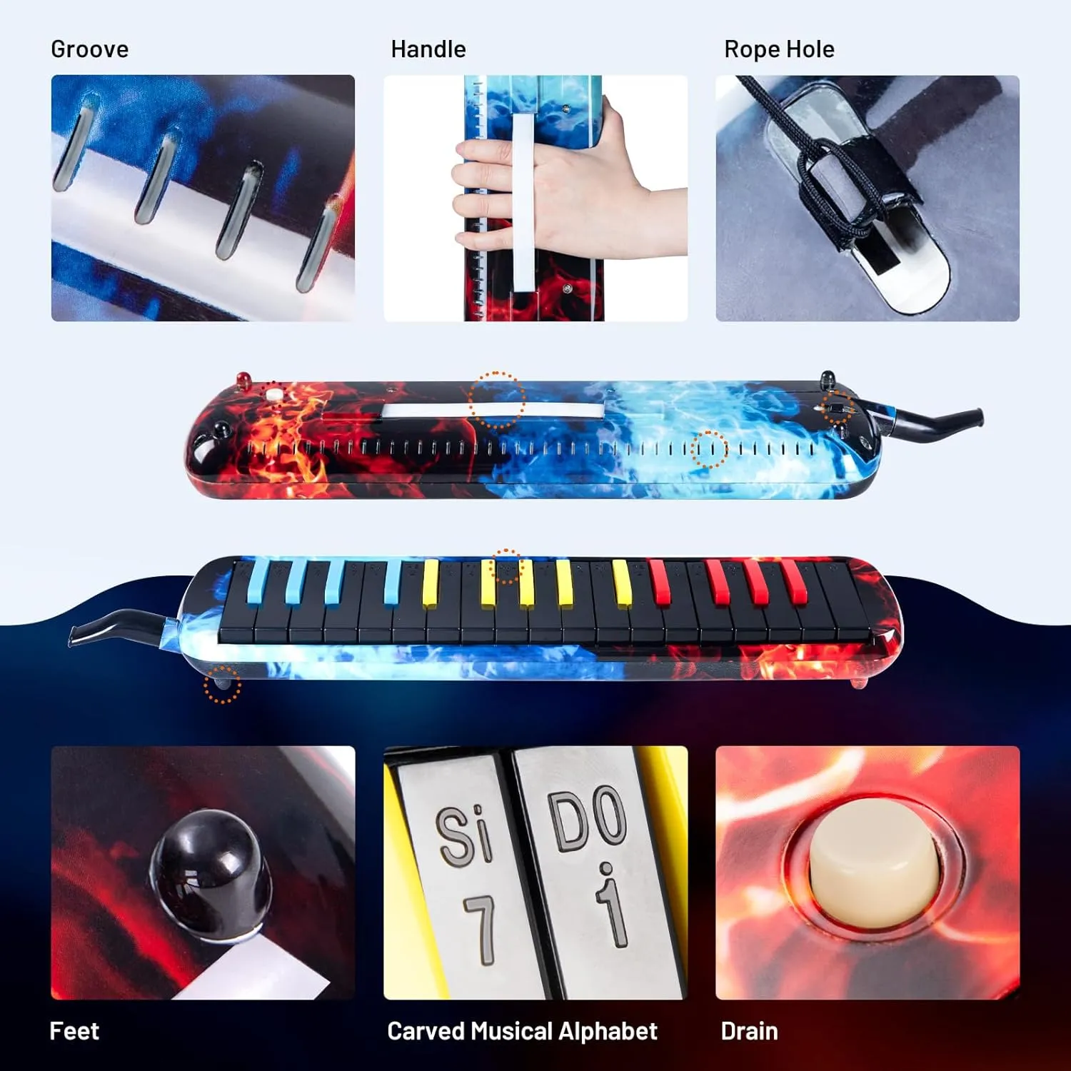 CAHAYA Melodica 32 Keys: Double Tubes Mouthpiece Air Piano Keyboard Musical Instrument Gift with Carrying Bag for Beginners, Professional Musicians