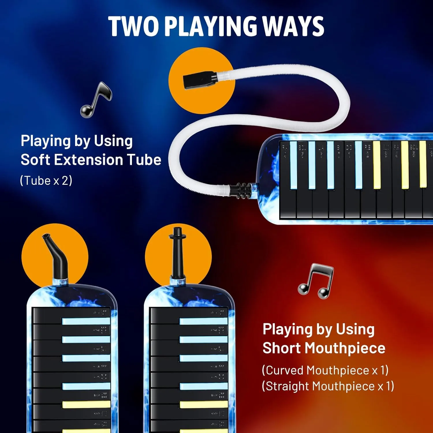 CAHAYA Melodica 32 Keys: Double Tubes Mouthpiece Air Piano Keyboard Musical Instrument Gift with Carrying Bag for Beginners, Professional Musicians