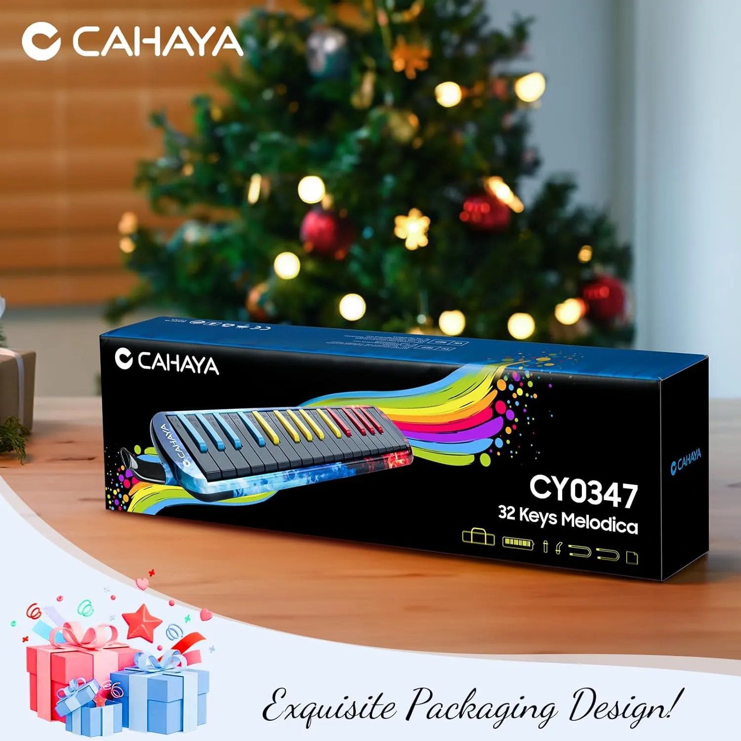 CAHAYA Melodica 32 Keys: Double Tubes Mouthpiece Air Piano Keyboard Musical Instrument Gift with Carrying Bag for Beginners, Professional Musicians