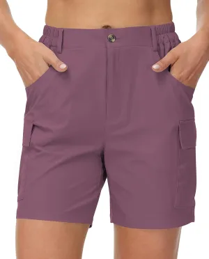 Cakulo Womens 6" Hiking Cargo Bermuda Shorts Quick Dry Golf Walking Work Summer Lightweight Shorts Pockets