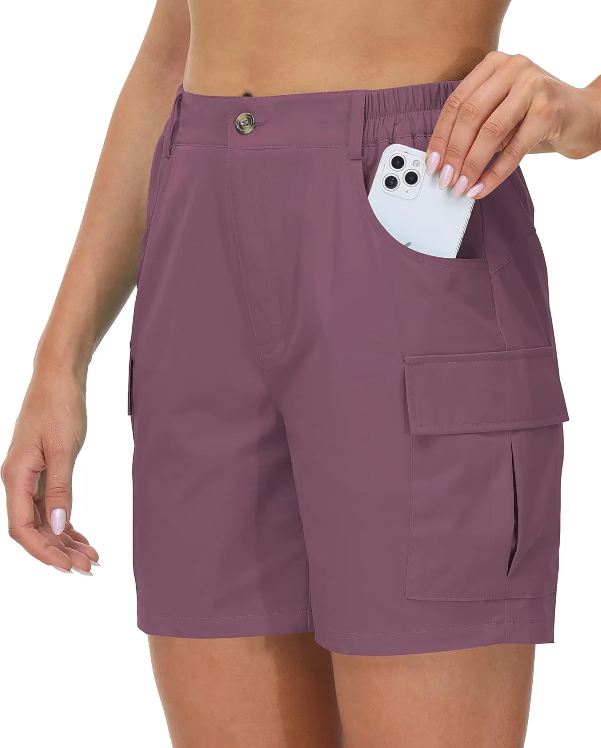 Cakulo Womens 6" Hiking Cargo Bermuda Shorts Quick Dry Golf Walking Work Summer Lightweight Shorts Pockets
