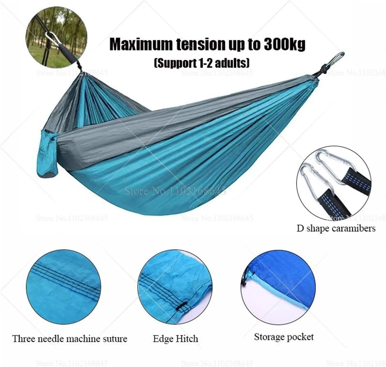 Camp Double Nylon Hammocks Camping Portable Parachute Hammock Outdoor Hiking Travel Backpacking Camping Gear Strong (Royal Blue)