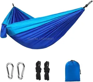 Camp Double Nylon Hammocks Camping Portable Parachute Hammock Outdoor Hiking Travel Backpacking Camping Gear Strong (Royal Blue)