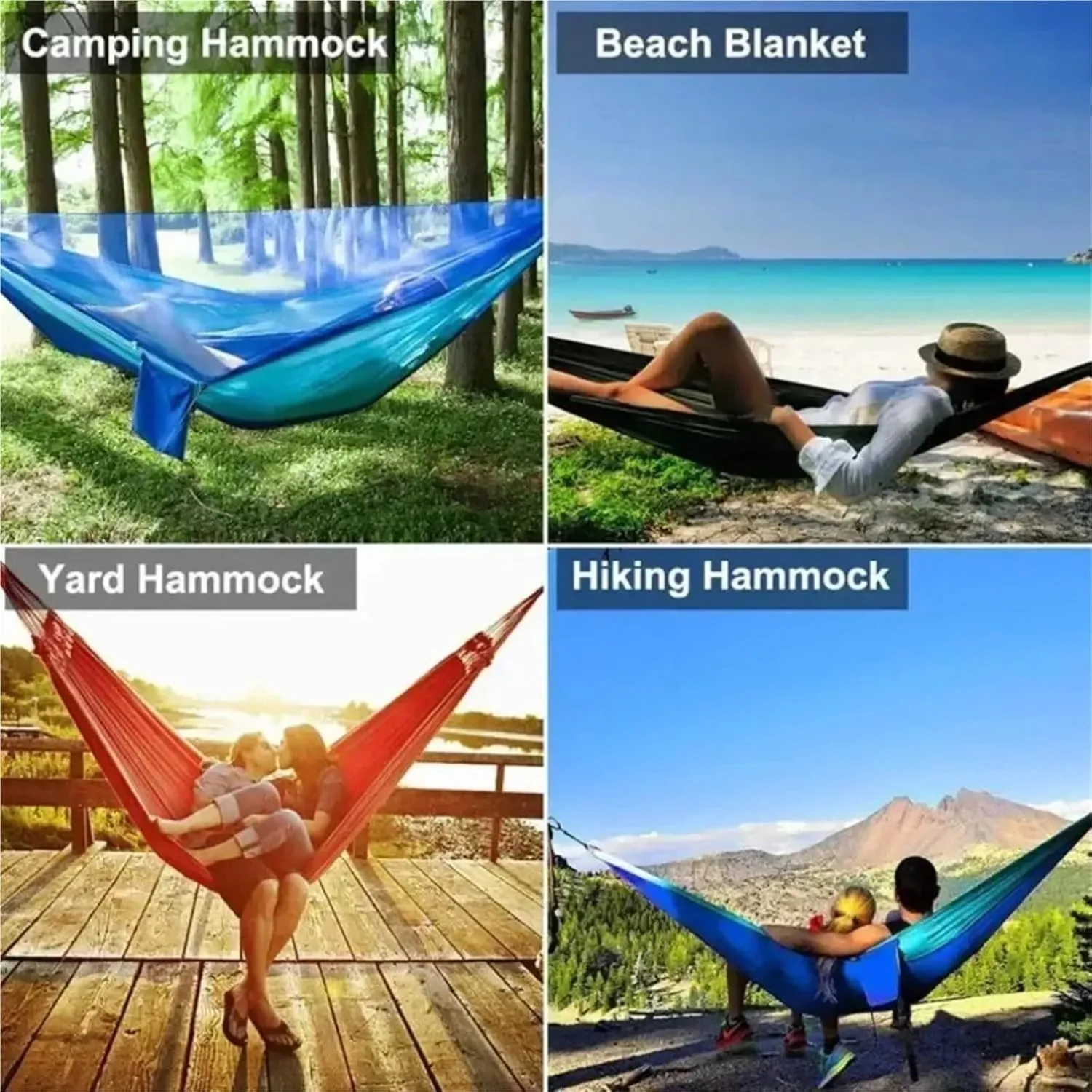 Camping Hammock and Portable Travel Outdoor Hanging Sleeping Hammock Mosquito Net Single and Double Size Nylon Fabric(Blue)