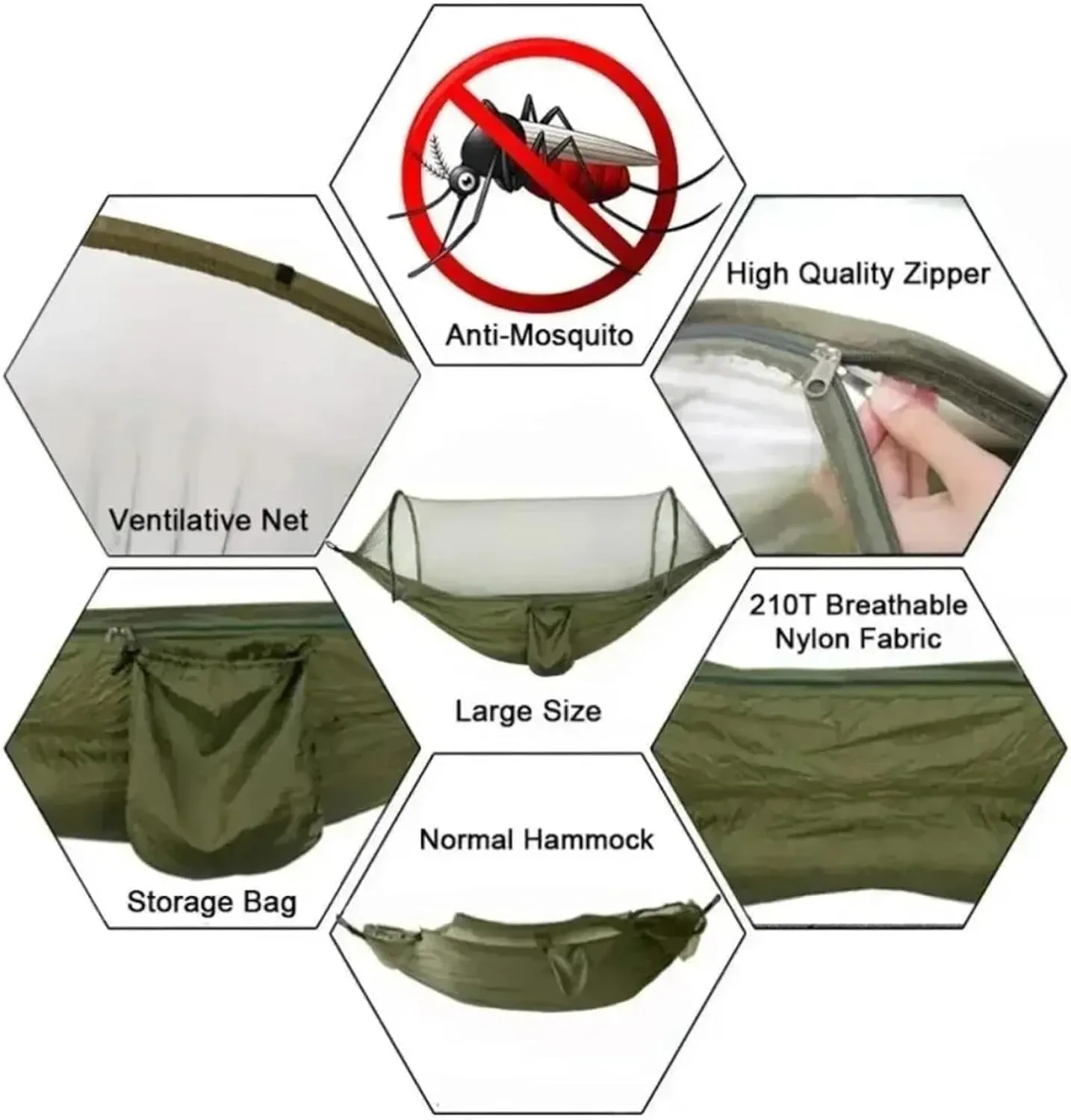 Camping Hammock and Portable Travel Outdoor Hanging Sleeping Hammock Mosquito Net Single and Double Size Nylon Fabric(Blue)