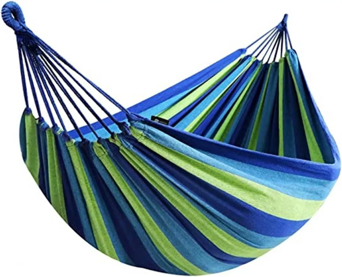 Camping Hammock Camping Double Hammock Comfortable Portable 260 * 150cm Canvas Hanging Bed for Outdoor Garden Beach Furniture Swing Chair, Blue and Green
