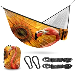 Camping Hammock Double & Single Portable Hammocks with 2 Tree Straps, Great for Hiking,Backpacking,Hunting,Outdoor,Beach,Camping, Flamingo (59)