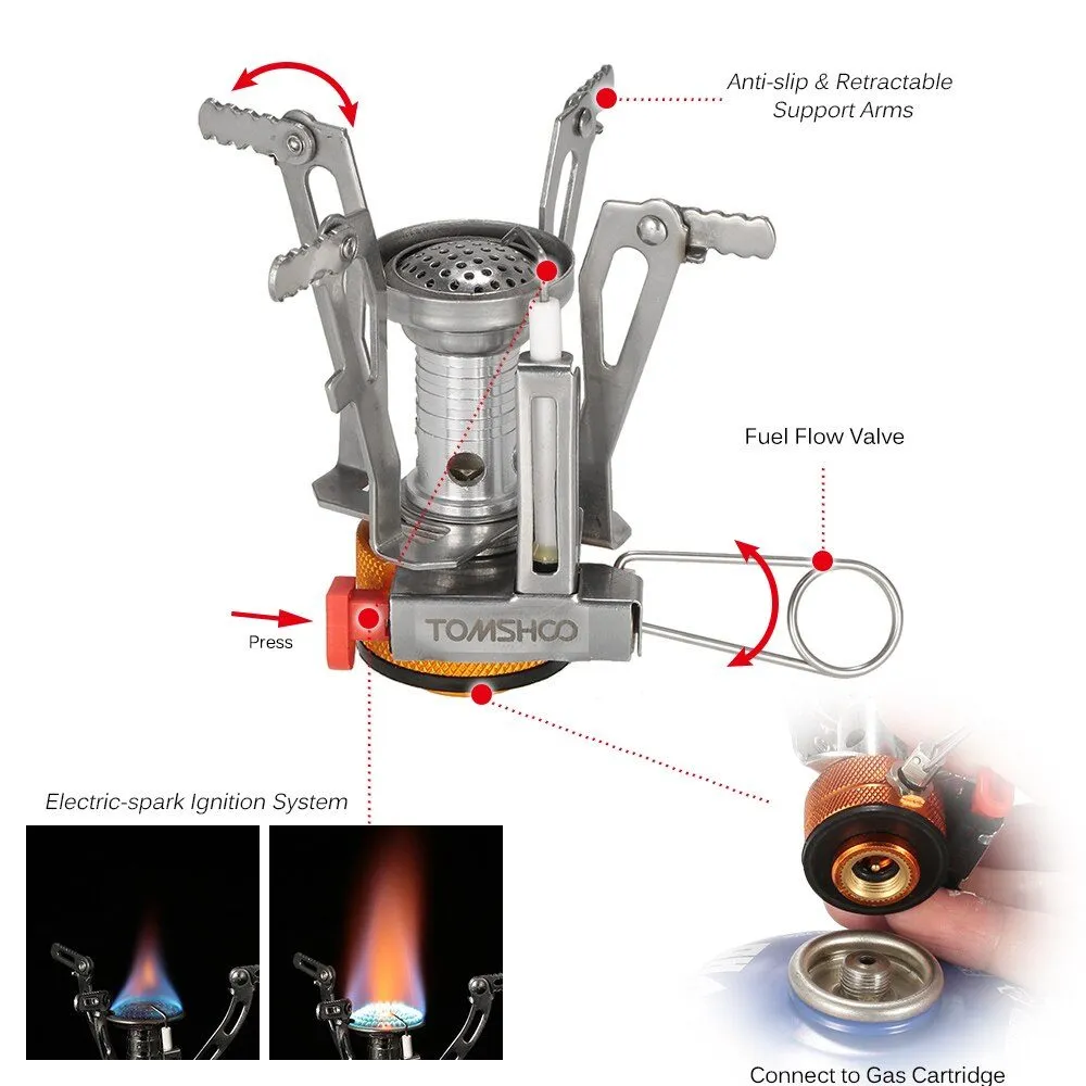 Camping Stove Folding Stove Burners with Electric-spark Ignition Button