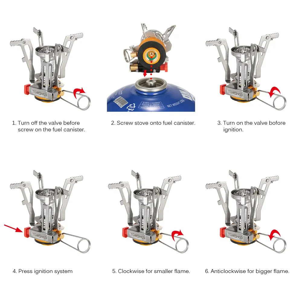 Camping Stove Folding Stove Burners with Electric-spark Ignition Button