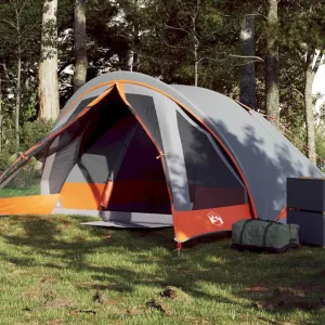 Camping Tent Cabin 4-Person Grey and Orange Waterproof7KG