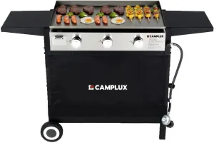 CAMPLUX ENJOY OUTDOOR LIFE Flat Top Grill Griddle,Camplux Propane gas outdoor grill Griddle Cooking Station for Camping,BBQ,Tailgating or Picnicking, Stainless Steel, Silver, Black