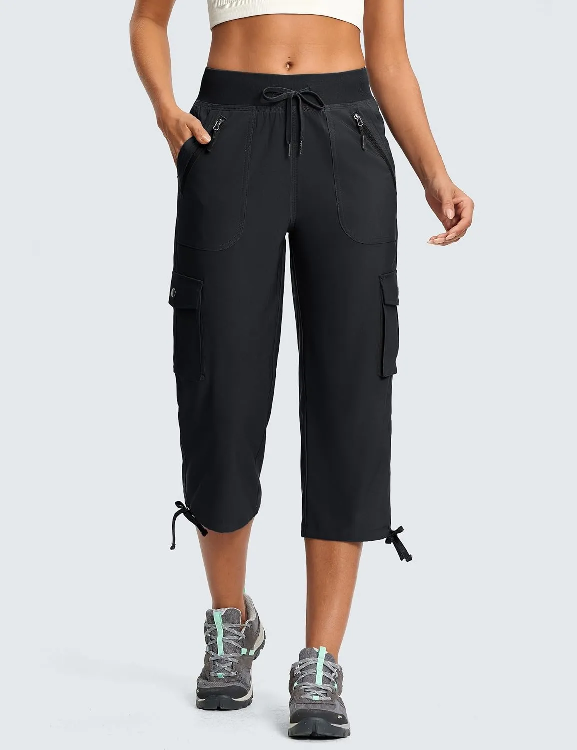 Cargo Capri Pants for Women Lightweight Quick Dry UPF 50  Summer Capris with 8 Pockets for Hiking Travel Casual