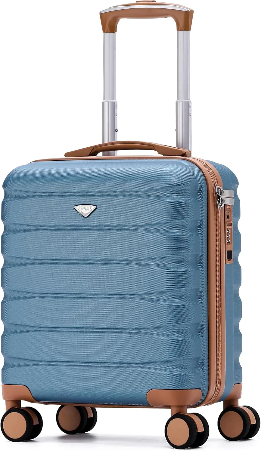Carry On Suitcase 18x14x8 Hardside Built In TSA Lock & USB Port Lightweight Luggage Silent Double Spinner Wheels Maximum Underseat Carry-On Bag For American & United Approved Airlines