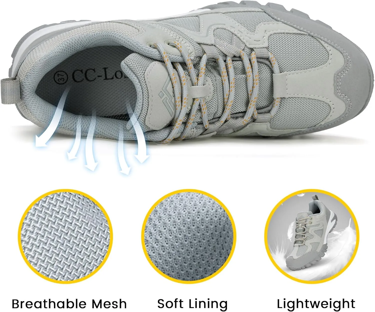 CC-Los Women's Waterproof Hiking Shoes Lightweight Breathable Walking Shoes for Outdoor Climbing Size 5.5-10.5
