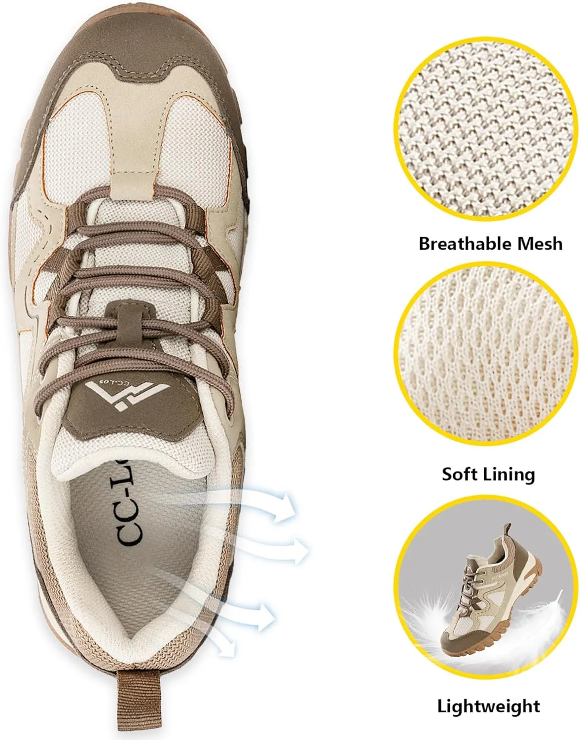 CC-Los Women's Waterproof Hiking Shoes Lightweight Breathable Walking Shoes for Outdoor Climbing Size 5.5-10.5