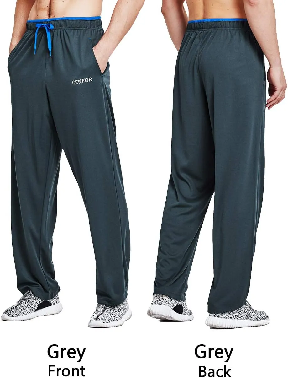 CENFOR Men's Sweatpants with Pockets Open Bottom Workout Pants, for Athletic, Jogging, Training, Casual
