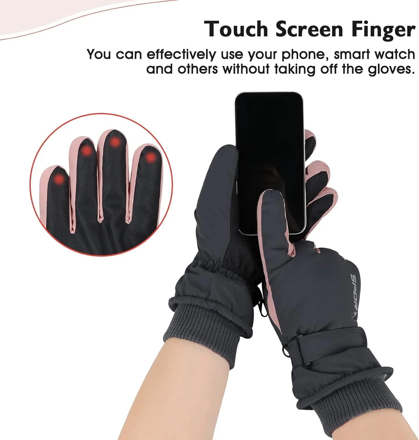 Century Star Winter Ski Gloves Women Touchscreen Waterproof Snow Gloves for Women Warm Snowboard Gloves for Snowmobile/Hiking Outerdoor