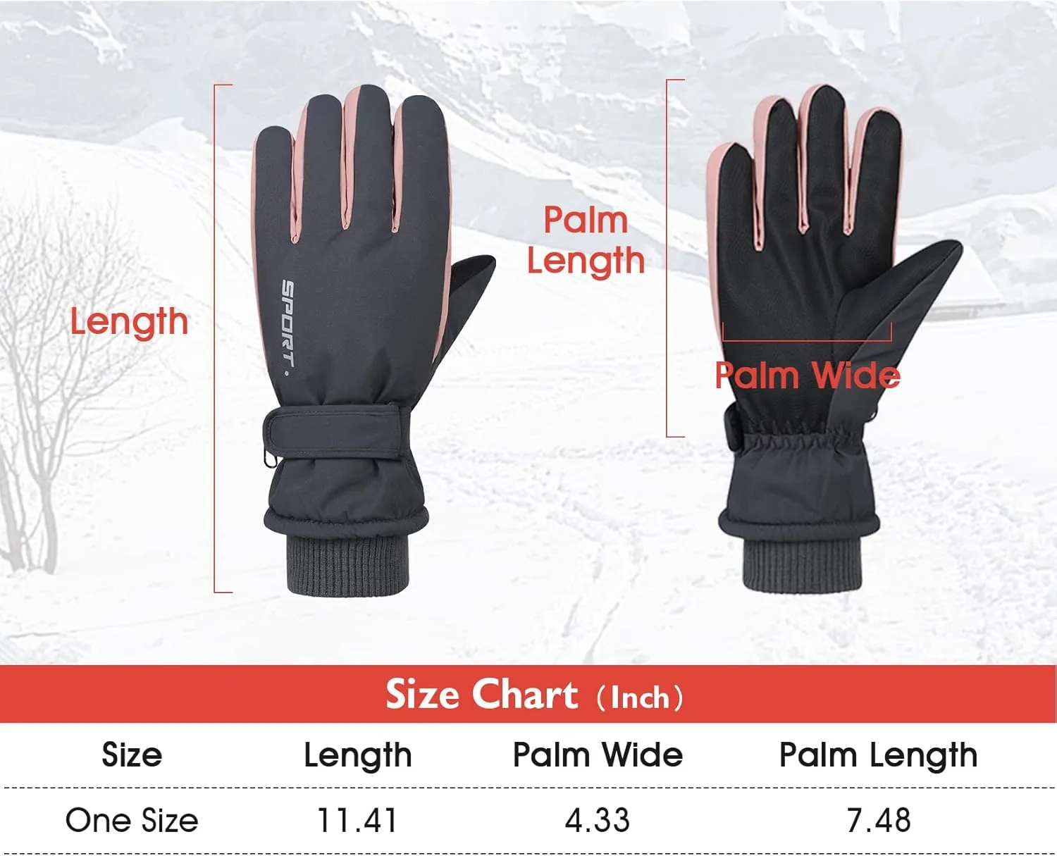 Century Star Winter Ski Gloves Women Touchscreen Waterproof Snow Gloves for Women Warm Snowboard Gloves for Snowmobile/Hiking Outerdoor