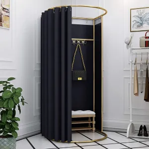 Changing Room 78.7"x39.4"x37.4" Freestanding Dressing Room with Curtains, Portable Privacy Screen for Retail Store/Salon/Home Use (Black)