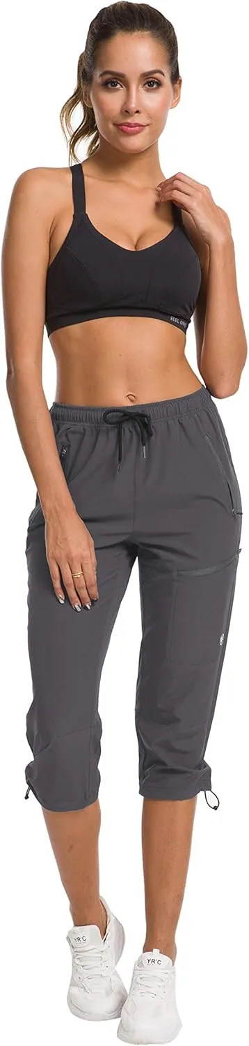 ChinFun Women's Hiking Capris Pants Outdoor Quick Dry Cargo Cropped Pants Water Resistant UPF 50 