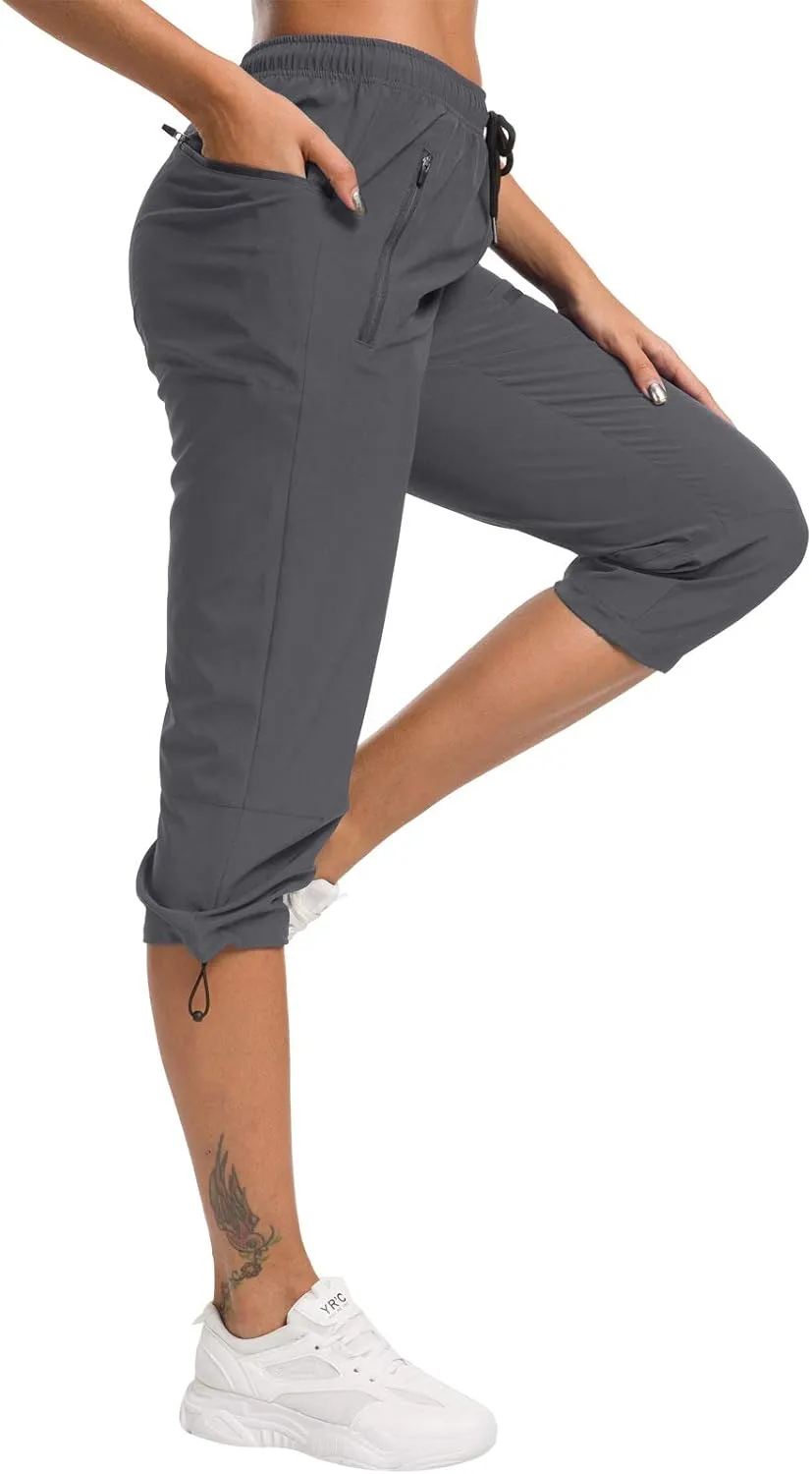 ChinFun Women's Hiking Capris Pants Outdoor Quick Dry Cargo Cropped Pants Water Resistant UPF 50 